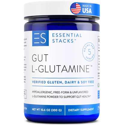 Buy supplements Essential Stacks Gut L-Glutamine Powder - Exclusively Made in USA - Pure L Glutamine Powder for Gut Health (60 Servings, Unflavored) - Vitaza UK Supplements UK