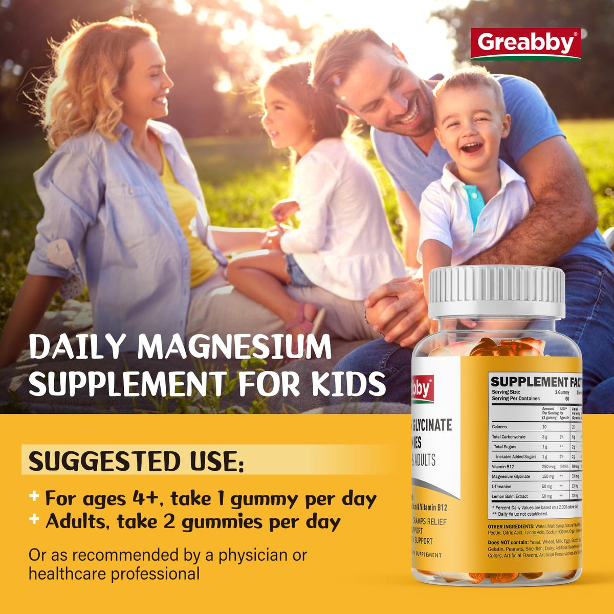 Buy supplements Magnesium Glycinate Gummies for Kids & Adults - Magnesium Glycinate 300mg Chewable Supplement - Promotes Sleep, Muscle, Relaxation (60Count) - Vitaza UK Supplements UK