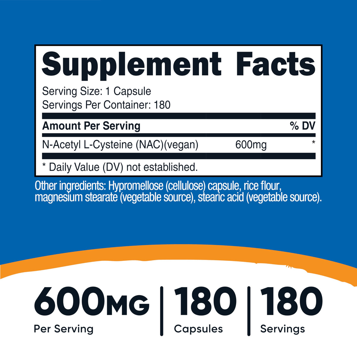 Buy supplements Nutricost N-Acetyl L-Cysteine (NAC) 600mg, 180 Capsules - Non-GMO, Gluten Free - Vitaza UK Supplements UK