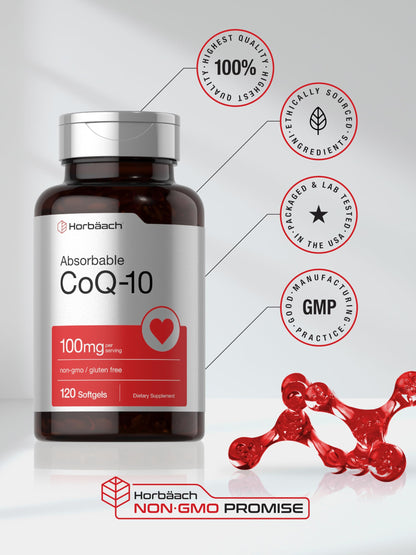 Buy supplements Horbäach CoQ10 100mg Softgels | 120 Count | Non-GMO and Gluten Free Supplement - Vitaza UK Supplements UK