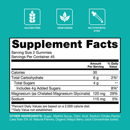 Buy supplements Qunol Magnesium Glycinate Gummies, 120mg of Magnesium Glycinate, High Absorption, Mixed Berry, 90 Count (Pack of 1) - Vitaza UK Supplements UK