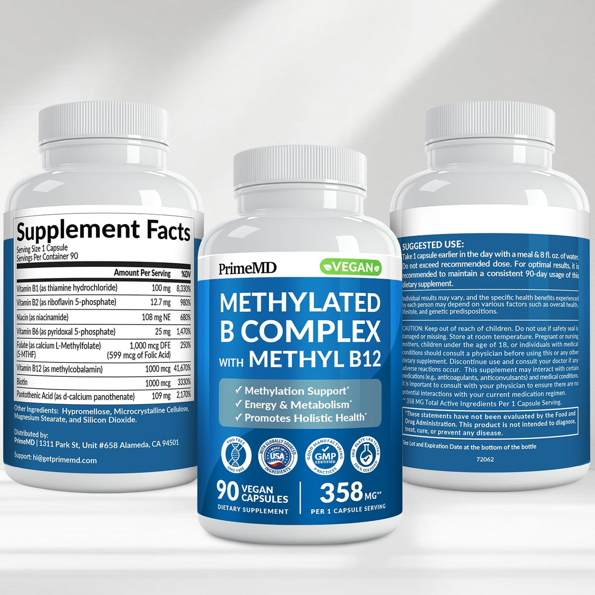 Buy supplements Methylated B Complex with Methylfolate and B12 Methylcobalamin 1000 mcg - Methylated Multivitamin for Energy, Brain Function, and Wellness - Vitamin B Complex for Men & Women - Vitaza UK Supplements UK