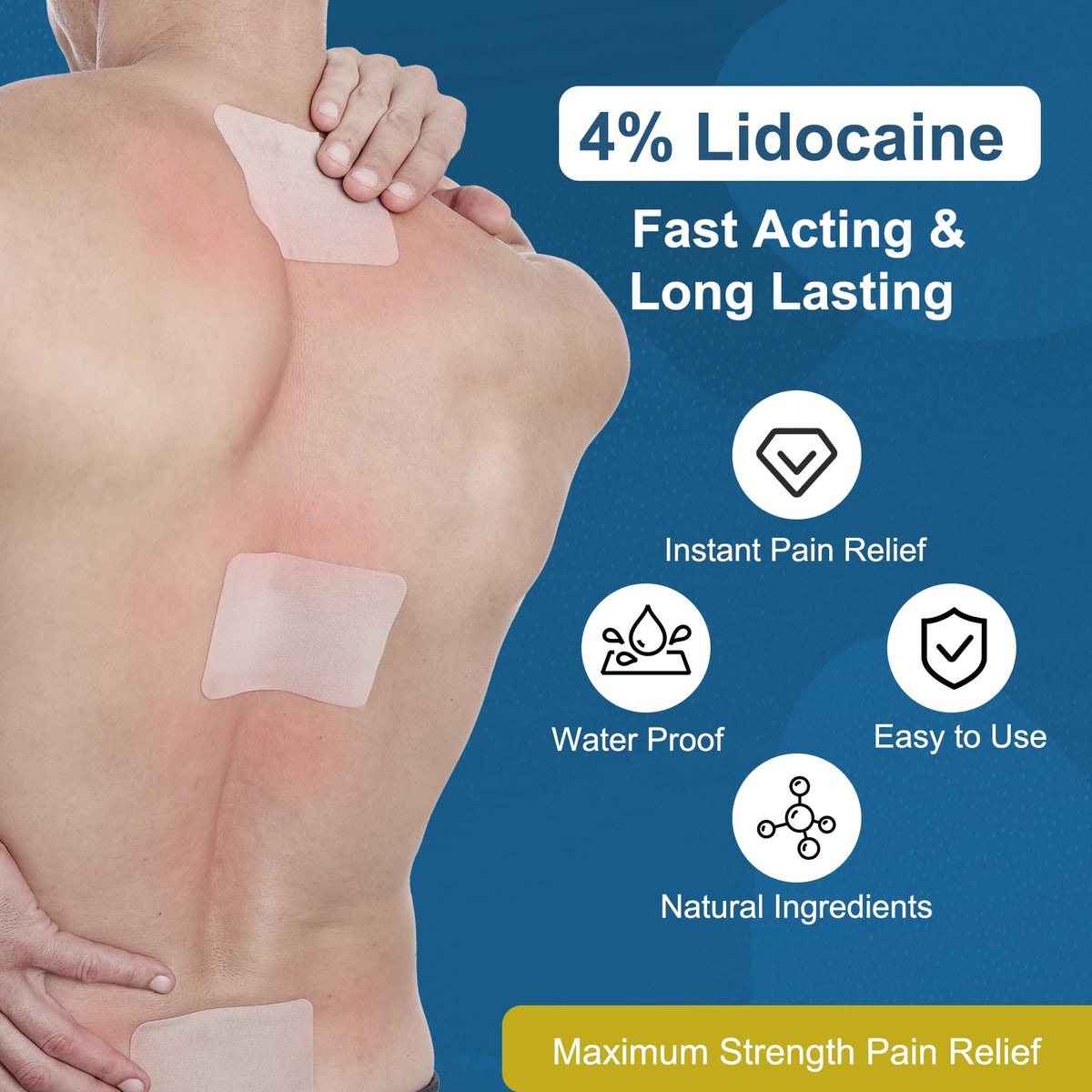 Teemofe 4% Lidocaine Pain Relief Patches – Maximum OTC Strength, Fast-Acting Targeted Relief, 30 Count, for Muscle & Joint Discomfort-0306 TeemofeBuy Supplements Australia