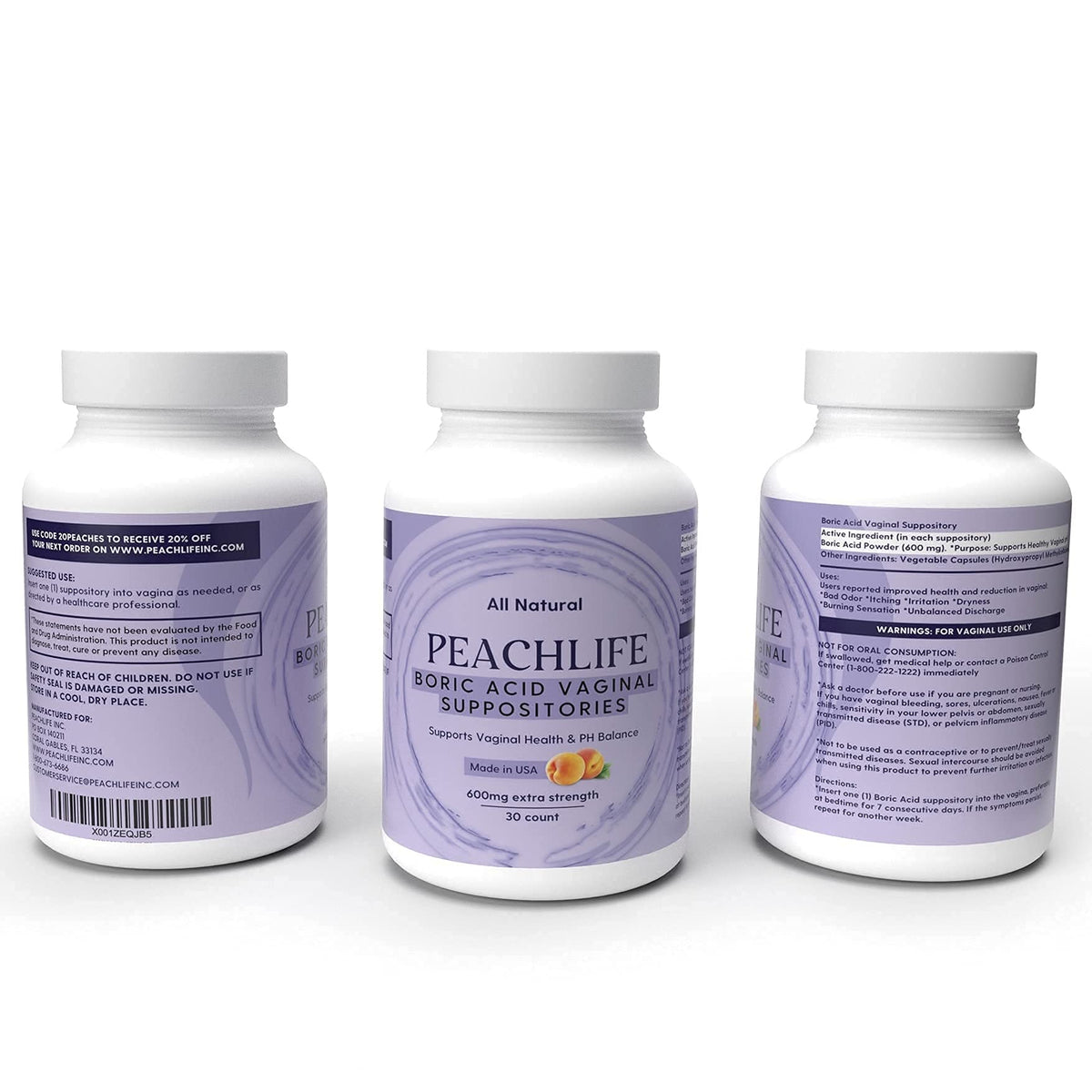 Peachlife Boric Acid Suppositories and Small Soft Menstrual Cup with Ring Pull PeachlifeBuy Supplements Australia