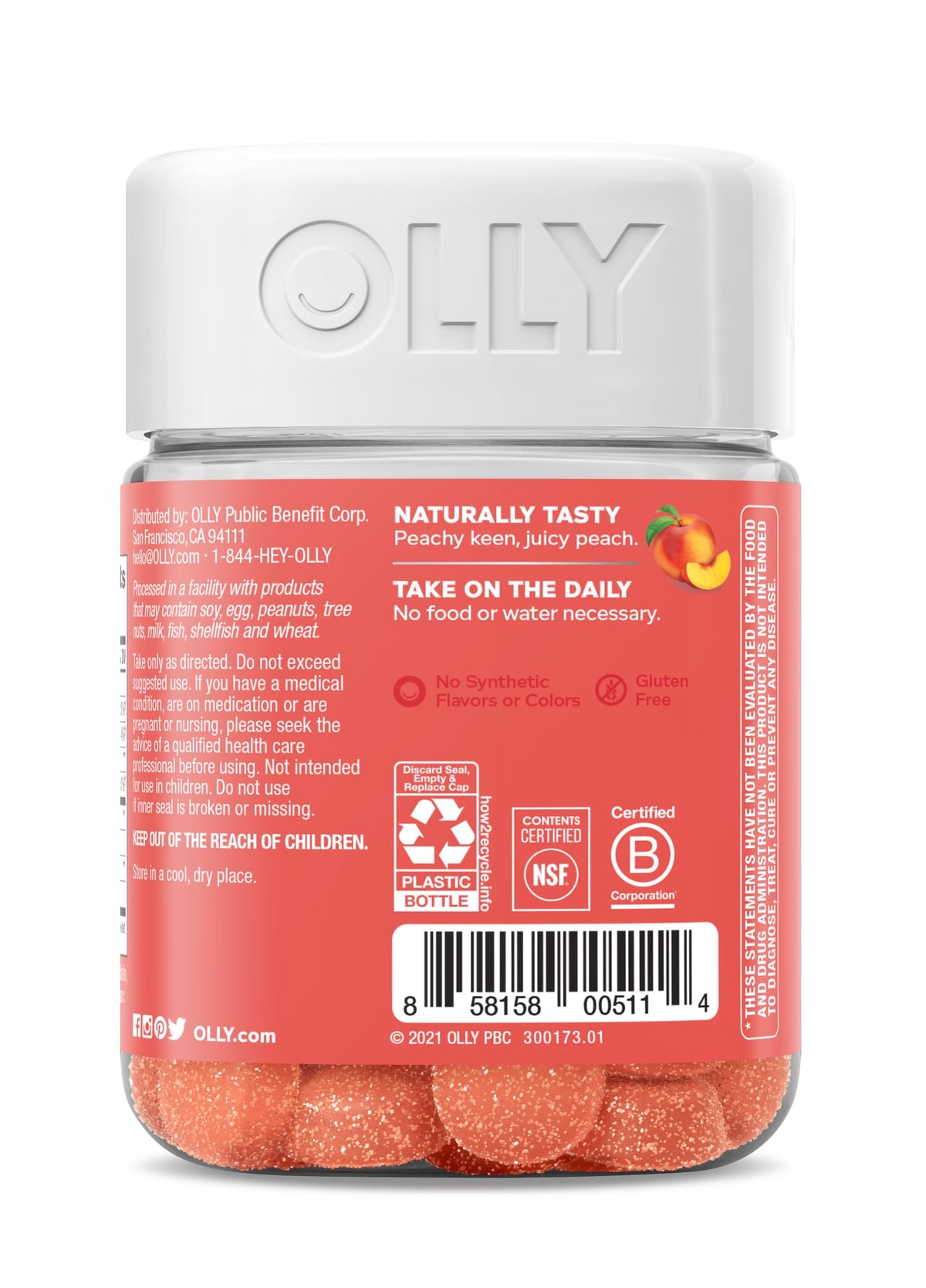 Buy supplements OLLY Probiotic + Prebiotic Gummy, Digestive Support and Gut Health, 500 Million CFUs, Fiber, Adult Chewable Supplement - Vitaza UK Supplements UK