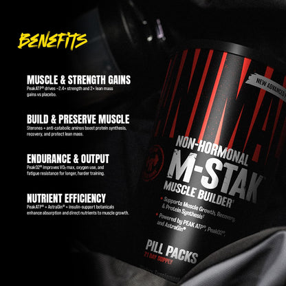 Buy supplements Animal M-Stak - Muscle Builder and Anabolic Mass Gainer Supplement for Bodybuilding - Lean Muscle Growth, Amino Complex and Pre Workout Energy, 21 Packs - Vitaza UK Supplements UK
