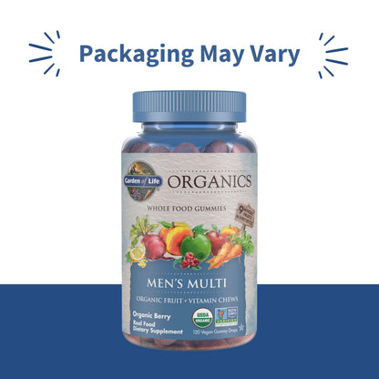 Buy supplements Garden of Life Organics Men's Gummy Vitamins - Berry - Certified Organic, Non-GMO, Vegan, Kosher Complete Multi - Methyl B12, C & D3 - Gluten - Vitaza UK Supplements UK