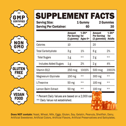 Buy supplements Magnesium Glycinate Gummies for Kids & Adults - Magnesium Glycinate 300mg Chewable Supplement - Promotes Sleep, Muscle, Relaxation (60Count) - Vitaza UK Supplements UK