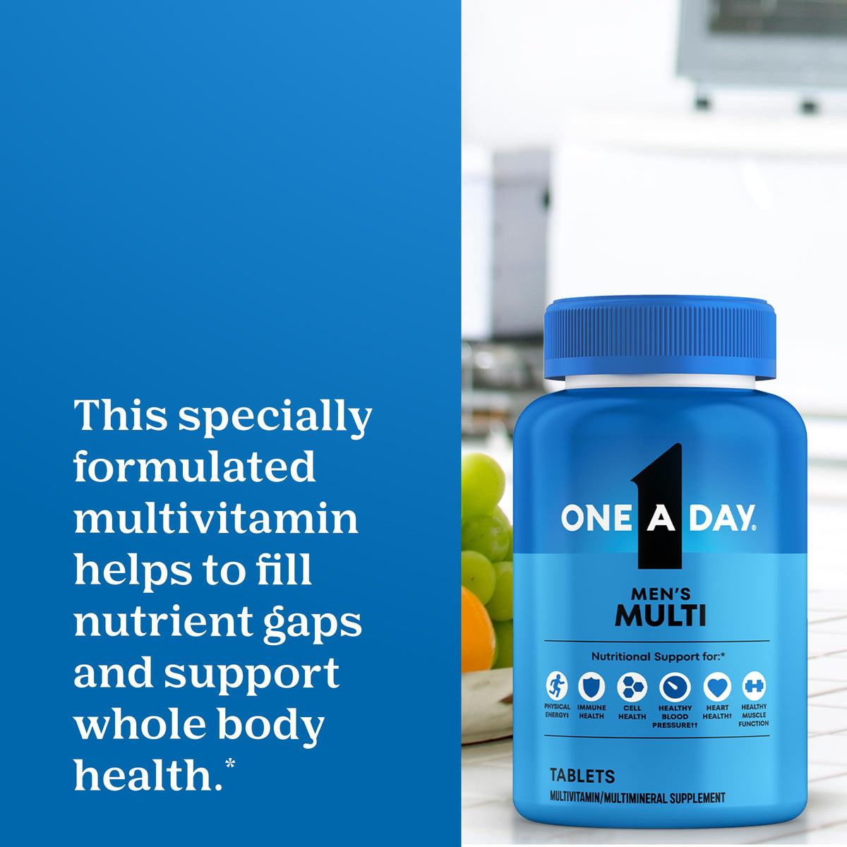 Buy supplements One A Day Multivitamin for Men - Daily Mens Multivitamins with Vitamin D, Zinc, Folic Acid, and B Vitamins, Physical Energy Support, 200 Count - Vitaza UK Supplements UK