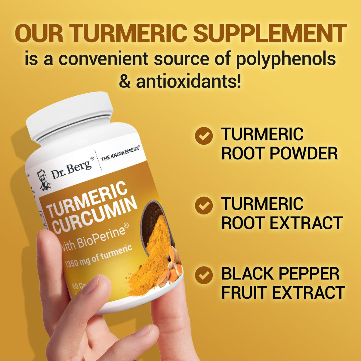 Buy supplements Dr. Berg (Only 2 Per Day) Turmeric Supplement with Black Pepper (BioPerine) - 1350 mg Turmeric Curcumin Supplement with 95% Curcuminoids – Turmeric Curcumin with Black Pepper – 60 Turmeric Capsules - Vitaza UK Supplements UK