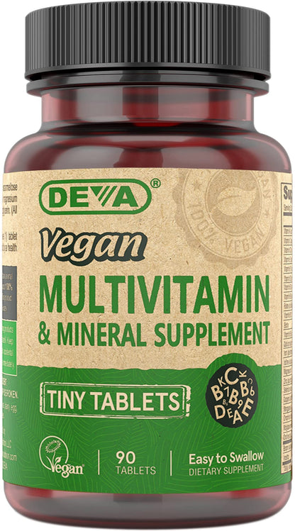 Buy supplements DEVA Vegan Multivitamin for Women & Men with Iron, Vitamin C, E, B Complex Vitamins, Zinc, 90 Tiny Tablets - Vitaza UK Supplements UK