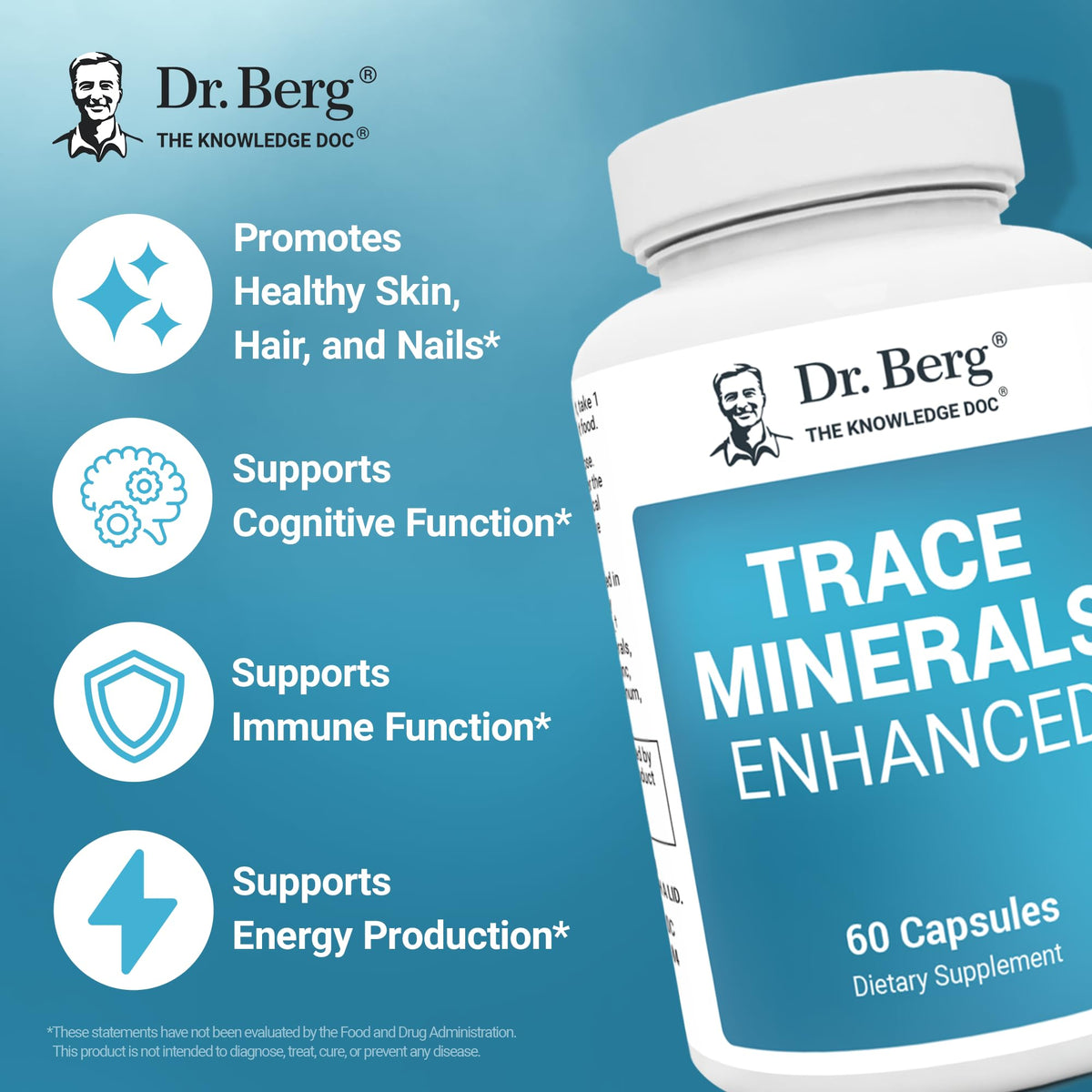 Buy supplements Dr. Berg Trace Minerals Enhanced Complex - Complete with 70+ Minerals Including 10 mg of Zinc - Dietary Supplement - 60 Capsules - Vitaza UK Supplements UK