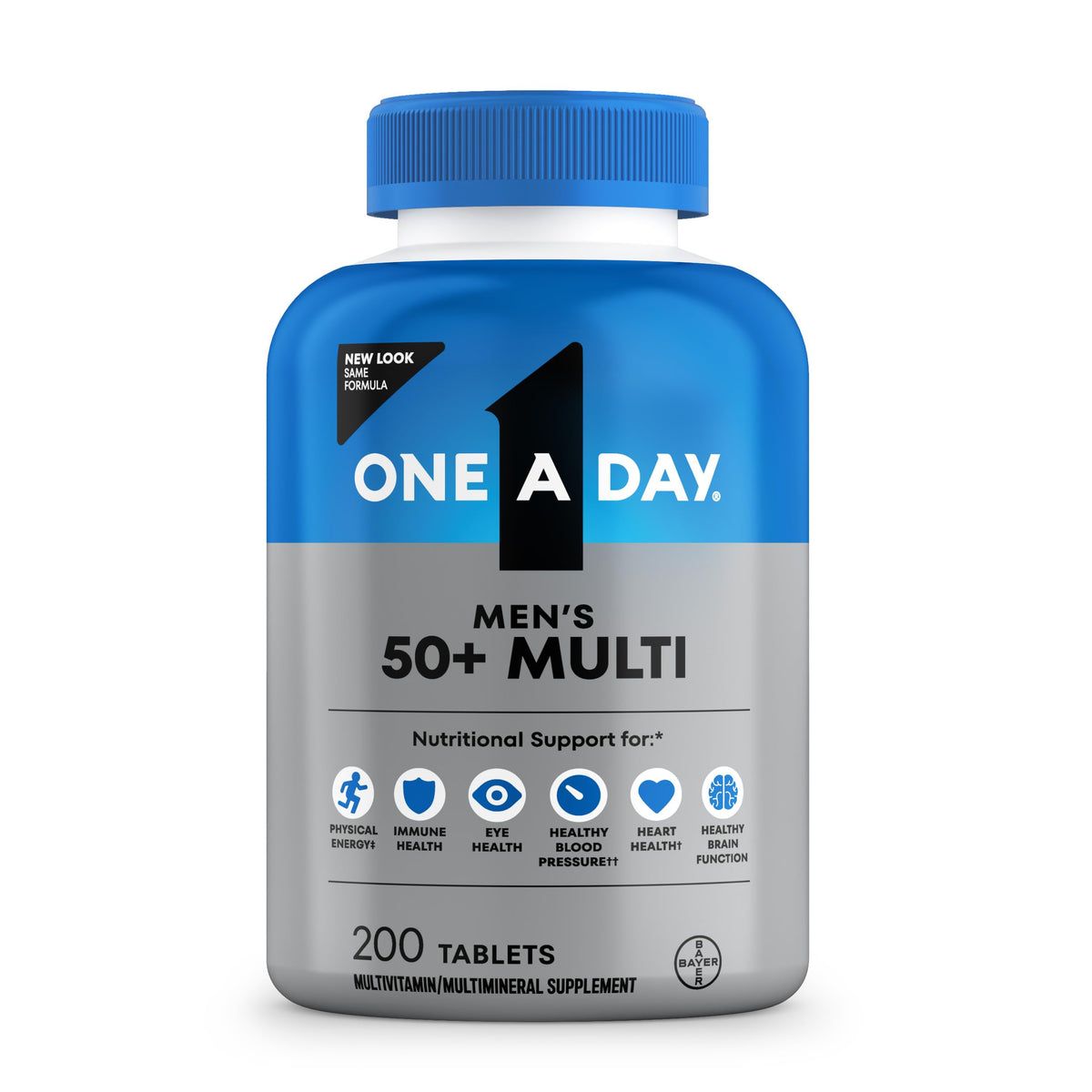Buy supplements One A Day Men’s 50+ Healthy Advantage Multivitamin, Multivitamin for Men with Vitamins A, C, E, B6, B12, Calcium and Vitamin D, Tablet, 200 Count (Pack of 1) - Vitaza UK Supplements UK