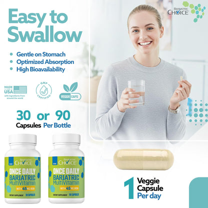 Buy supplements Bariatric Choice Once-Daily Bariatric Multivitamin with 45 mg of Iron | Easy to Swallow Capsule | Vitamin for Bariatric Surgery Patients - Vitaza UK Supplements UK