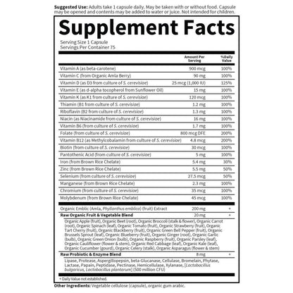 Buy supplements Garden of Life Vitamin Code Raw One for Women, Once Daily Women's Multivitamin - 75 Capsules, One a Day Vitamins Whole Food Iron, Vitaza UK Supplements UK
