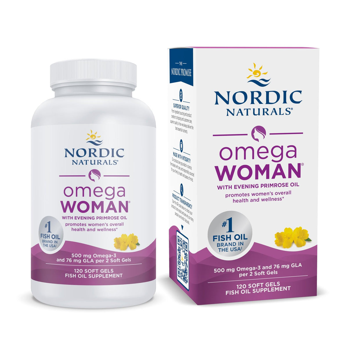 Buy supplements Nordic Naturals Omega Woman, Lemon - 120 Soft Gels - 500 mg Omega-3 + 800 mg Evening Primrose Oil - Vitaza UK Supplements UK