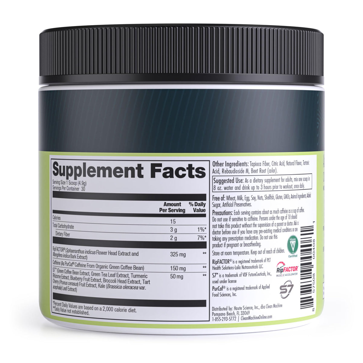 CLEAN MACHINE N10s - Plant Based Vegan Preworkout Powder - 3 Clinically Tested and Patented Ingredients to Increase Muscle Size, Strength, Energy and Mental Focus - 30 Servings - Cherry Bomb