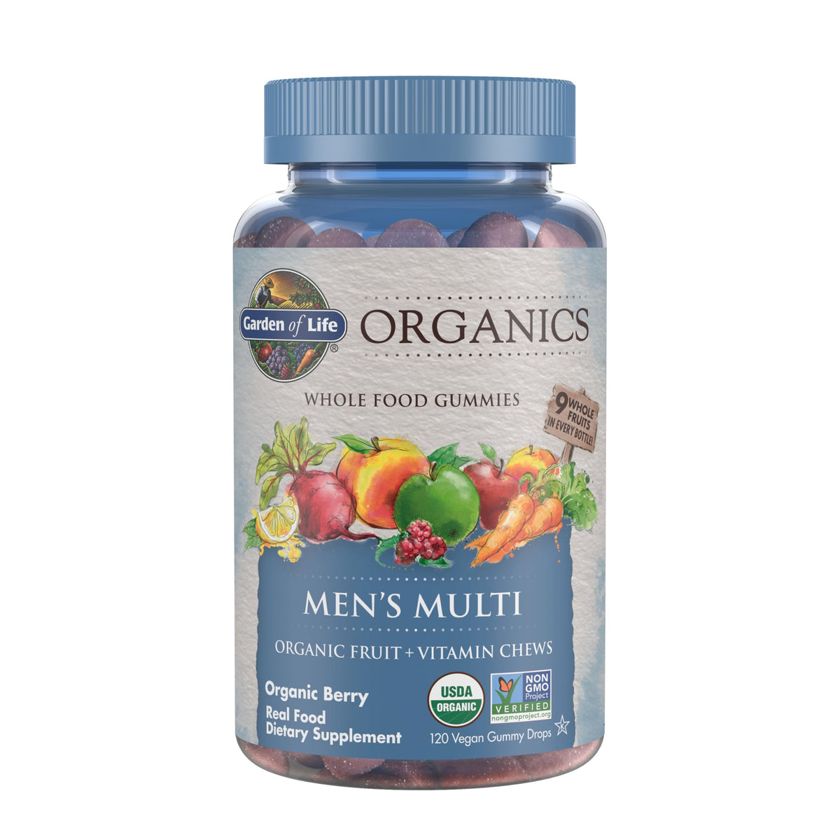Buy supplements Garden of Life Organics Men's Gummy Vitamins - Berry - Certified Organic, Non-GMO, Vegan, Kosher Complete Multi - Methyl B12, C & D3 - Gluten - Vitaza UK Supplements UK