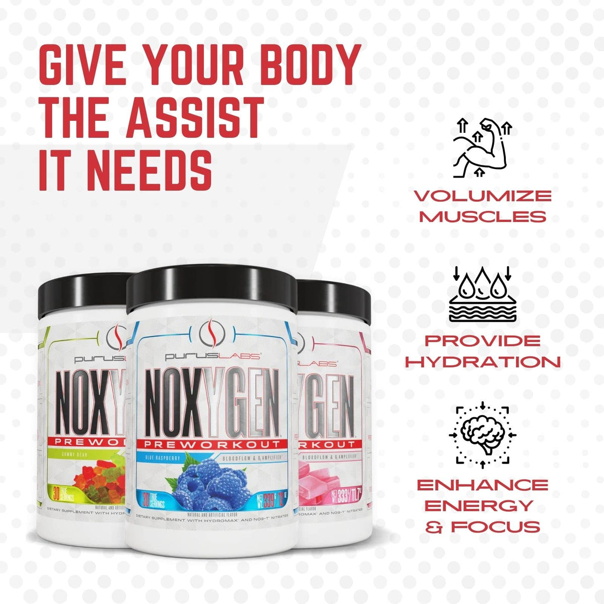 Purus Labs NOXYGEN PREWORKOUT Powder, 30 Servings (Strawberry Candy)