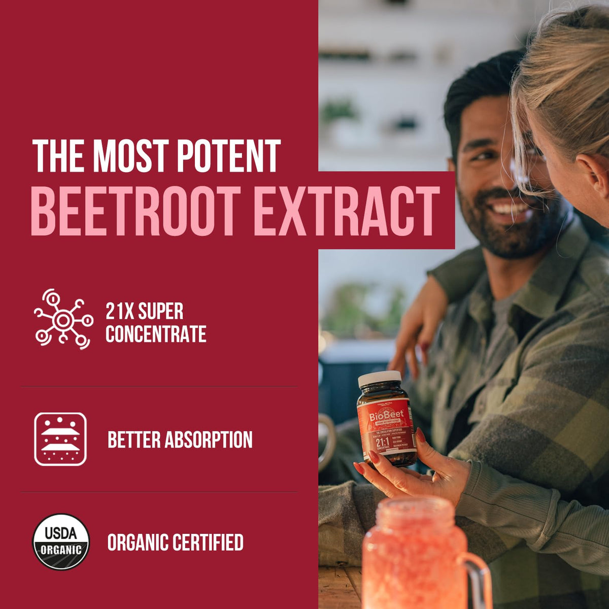 Buy supplements BioBeet® Max Strength Beet Root Capsules - 21:1 Concentrate, Each Serving Derived from 28,350 mg Organic Beetroot - Absorption Enhancement - Vitaza UK Supplements UK