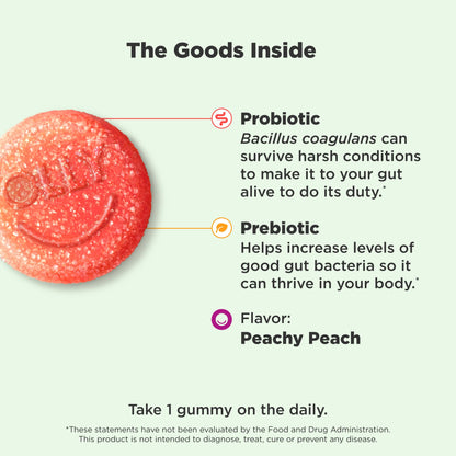 Buy supplements OLLY Probiotic + Prebiotic Gummy, Digestive Support and Gut Health, 500 Million CFUs, Fiber, Adult Chewable Supplement - Vitaza UK Supplements UK