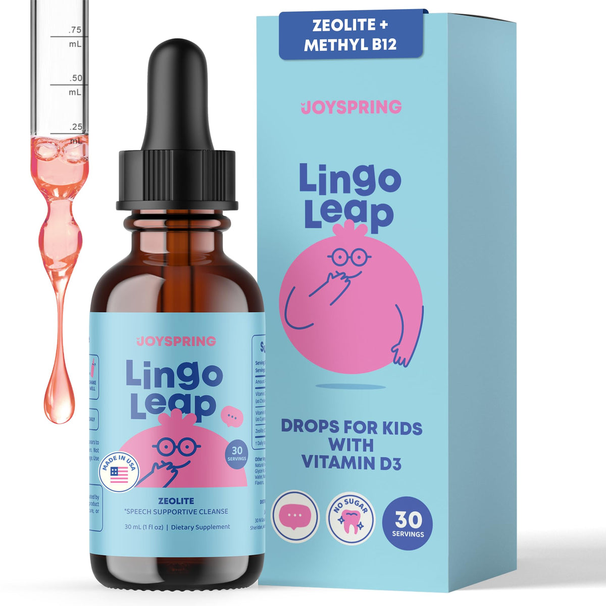 Buy supplements JoySpring LingoLeap – Liquid Kids Formula with Zeolite Clinoptilolite, Methylated B12 & Vitamin D3 | Gentle Daily Support for Kids’ Wellness - Vitaza UK Supplements UK