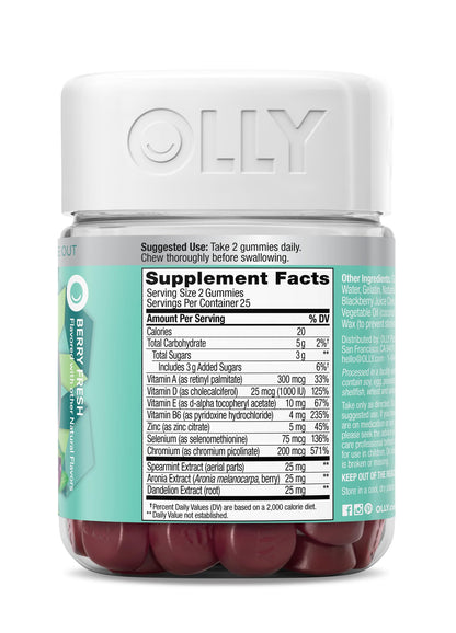 Buy supplements OLLY Flawless Complexion Gummy, Clear and Healthy Skin Support, Vitamins E, A, Zinc, Chewable Supplement, Berry - 50 Count (Pack of 1) - Vitaza UK Supplements UK