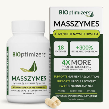 Buy supplements BIOptimizers MassZymes - Complete Digestive Enzymes Supplement for Gut Health - Bloating Relief for Men and Women - Lipase Amylase Bromelain Digestive Enzymes (30 Capsules) - Vitaza UK Supplements UK