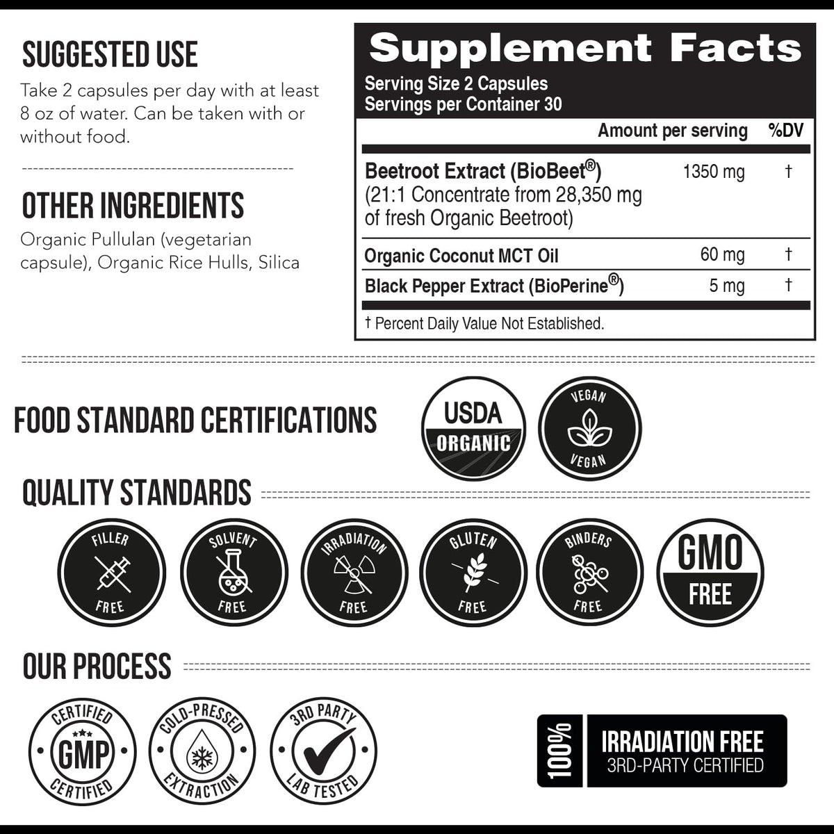 Buy supplements BioBeet® Max Strength Beet Root Capsules - 21:1 Concentrate, Each Serving Derived from 28,350 mg Organic Beetroot - Absorption Enhancement - Vitaza UK Supplements UK