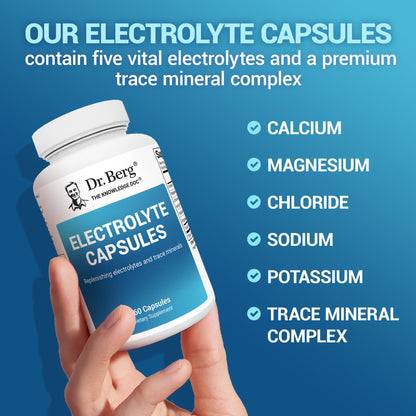 Buy supplements Dr. Berg Electrolyte Capsules - Electrolyte Supplements for Supporting Energy, Endurance, and Hydration - Sugar Free, No Maltodextrin, Keto Friendly - 160 Caps - Vitaza UK Supplements UK