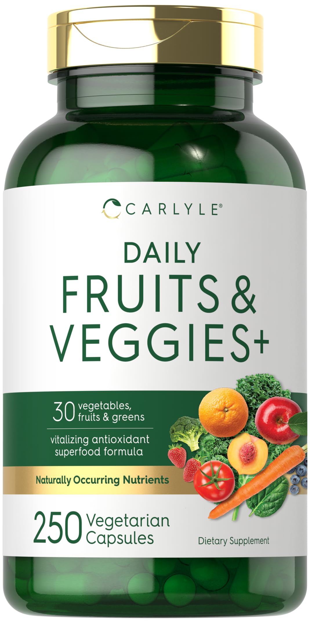 Buy supplements Carlyle Fruits and Veggies Supplement | 250 Capsules | Made with 30 Fruits and Vegetables | Vegetarian, Non-GMO, Gluten Free Superfood Formula - Vitaza UK Supplements UK