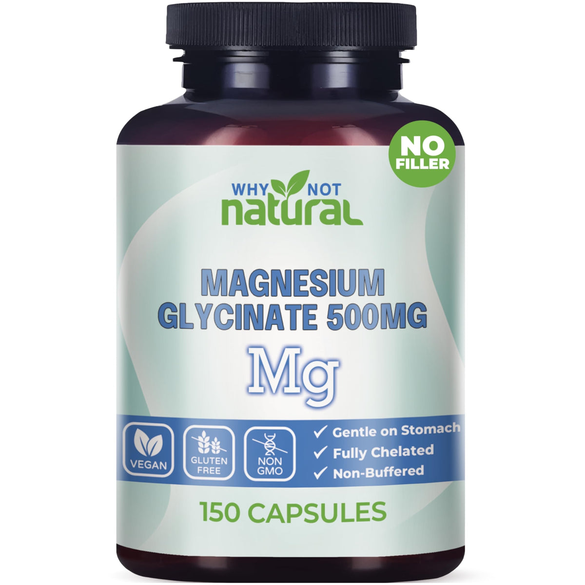 Buy supplements Why Not Natural Magnesium Glycinate 500 mg Capsules Supplement - Vegan, No Filler - Supports Sleep and Relaxation - Vitaza UK Supplements UK