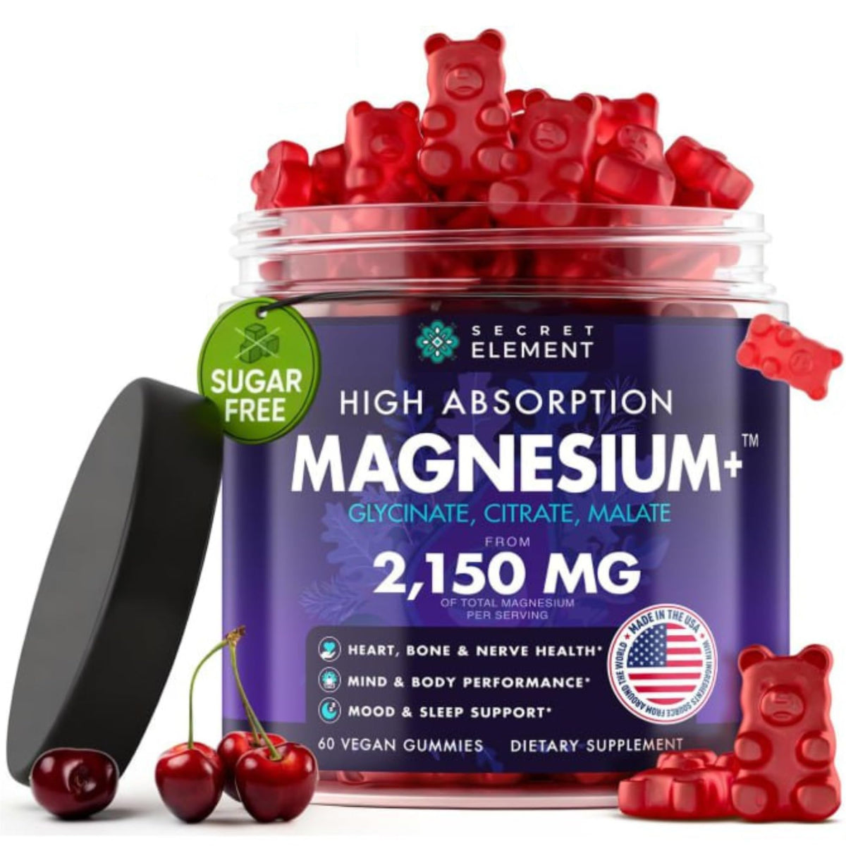 Buy supplements Magnesium Gummies 3in1 - Glycinate, Citrat, Malate 2150 MG High Absorption Supplement, Sugar-Free, Vegan, Chews for Men & Women, Inspired by Wellness Traditions - Vitaza UK Supplements UK