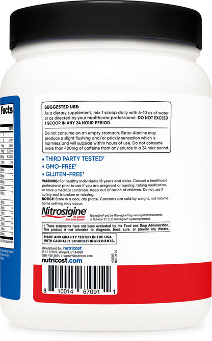 Buy supplements Nutricost Pre-X Xtreme Pre-Workout Complex Powder, Fruit Punch, 60 Servings, Vegetarian, Non-GMO and Gluten Free - Vitaza UK Supplements UK