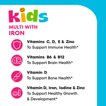 Buy supplements One A Day Kids Multivitamin with Iron Gummy, Vitamin D, Vitamin C, E, Zinc for Immune Support, Gummy Vitamins, Kids Multivitamin Gummies with Iron - Vitaza UK Supplements UK