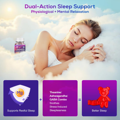 Buy supplements Magnesium Glycinate Gummies 400mg, High Absorption Magnesium Gummies with L-Theanine, Ashwagandha & GABA for Relaxation, Stress Relief & Slee - Vitaza UK Supplements UK