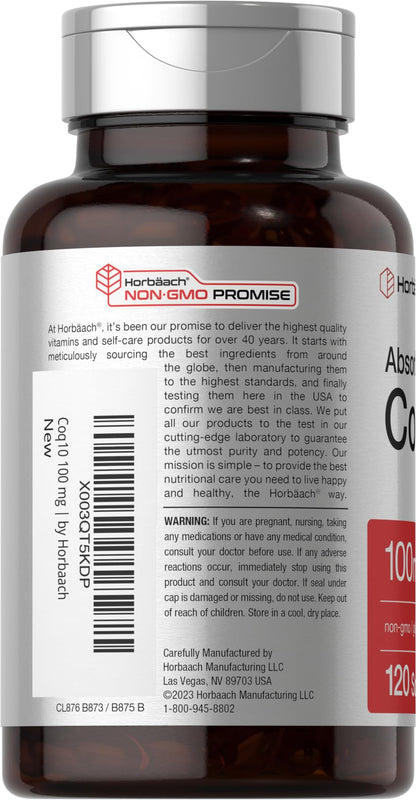 Buy supplements Horbäach CoQ10 100mg Softgels | 120 Count | Non-GMO and Gluten Free Supplement - Vitaza UK Supplements UK