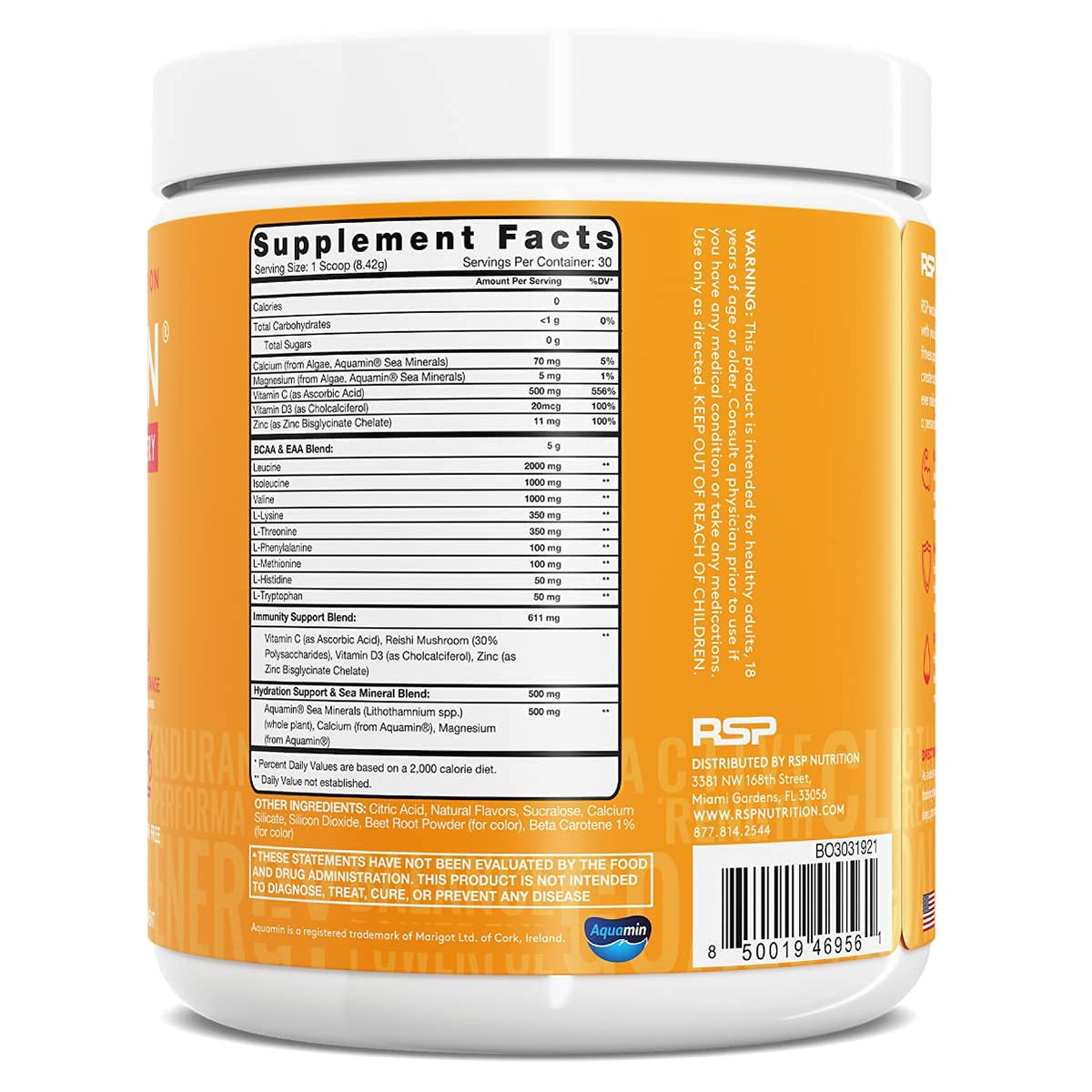 RSP NUTRITION AminoLean Pre Workout Energy (Fruit Punch 30 Servings) with AminoLean Recovery Post Workout Boost (Blood Orange 30 Servings)
