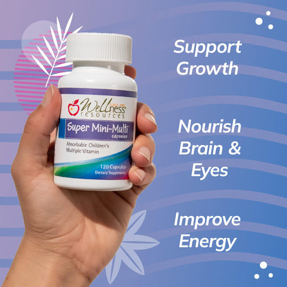 Buy supplements Super Mini-Multi - Children's Multivitamin Swallowable Capsules with Methyl Folate, Methyl B12 and Coenzyme B Vitamins for Growth - Vitaza UK Supplements UK