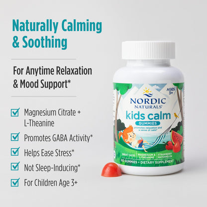 Buy supplements Nordic Naturals Kids Calm Gummies - Strawberry Watermelon - 60 Gummies - Magnesium L-Theanine Supplement - Calming for Kids - Vitaza UK Supplements UK