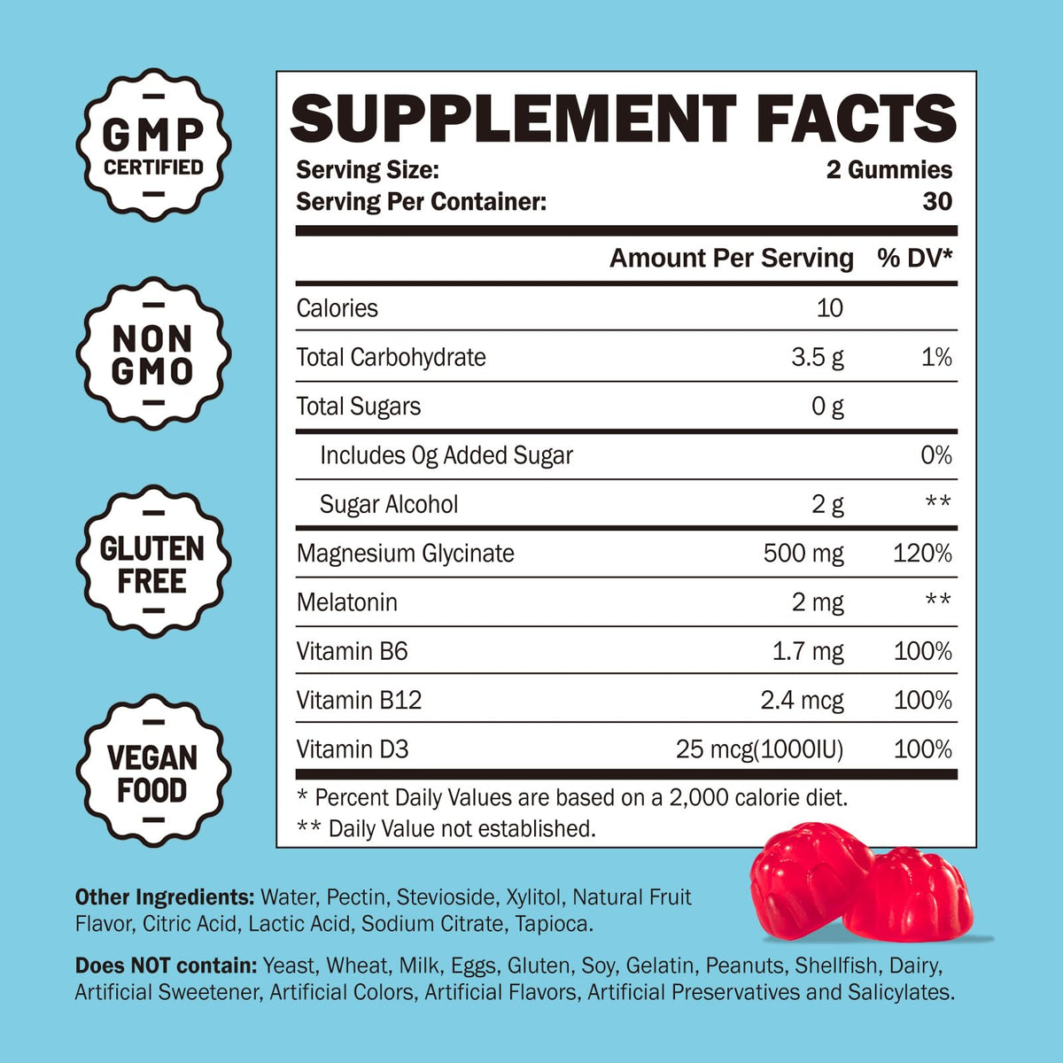 Buy supplements Greabby Magnesium Glycinate Gummies 500mg for Adults Sleep Support, Chewable Magnesium Gummies for Women & Men - Vitaza UK Supplements UK