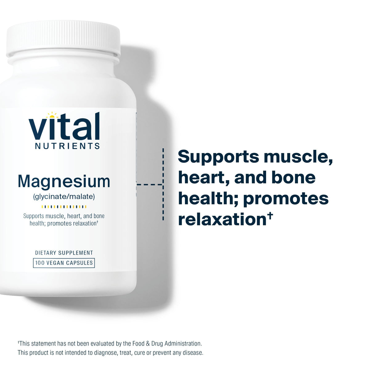 Buy supplements Vital Nutrients Magnesium Glycinate + Malate - 120mg Vegan Magnesium Supplement for Women and Men - Muscle, Heart, Bone Support* - Promotes Relaxation - Vitaza UK Supplements UK