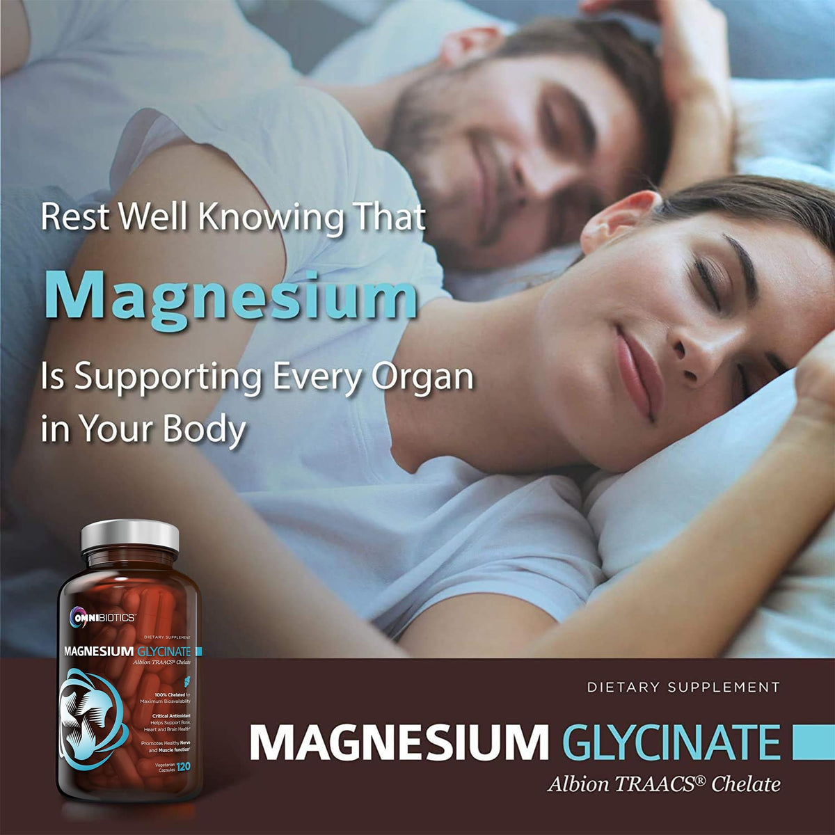 Buy supplements OmniBiotics Magnesium Glycinate Supplement – with 100% Pure Albion TRAACS Bisglycinate Chelate for Sleep, Muscle - Vitaza UK Supplements UK