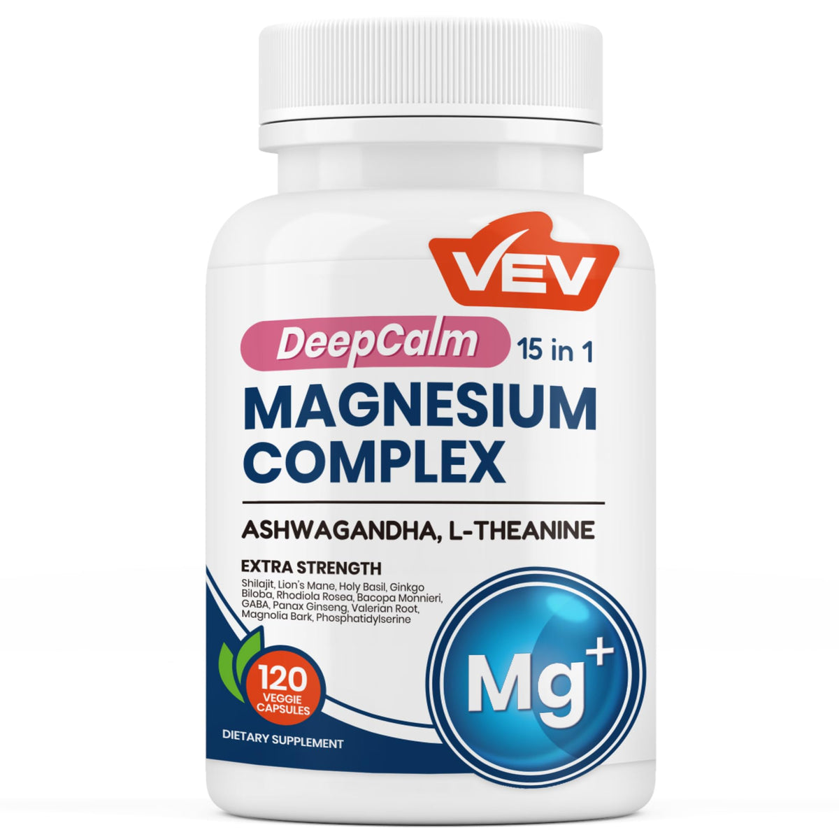 Buy supplements VEV DeepCalm Magnesium Complex for Women – 15-in-1 Glycinate & Citrate Capsules with Ashwagandha & L-Theanine – 120 Vegan Capsules - Vitaza UK Supplements UK