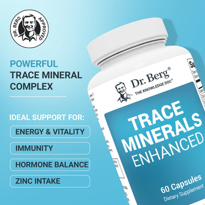 Buy supplements Dr. Berg Trace Minerals Enhanced Complex - Complete with 70+ Minerals Including 10 mg of Zinc - Dietary Supplement - 60 Capsules - Vitaza UK Supplements UK