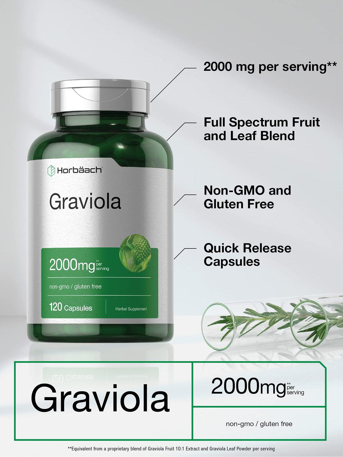 Graviola Extract 2000 mg 120 Capsules With Graviola Proprietary Blend Ingredient HorbäachBuy Supplements Australia