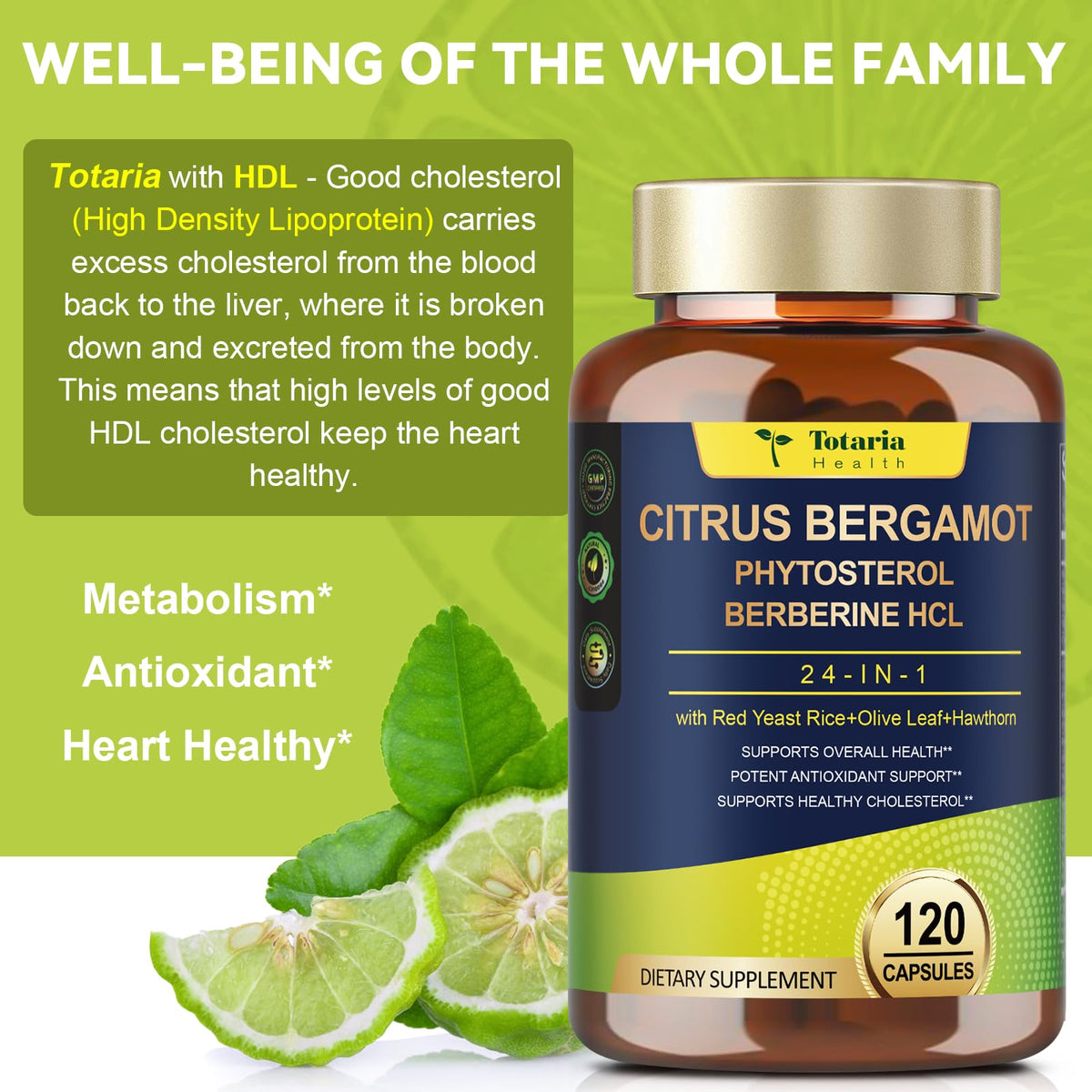 Buy supplements Citrus Bergamot Supplement for High Cholesterol - Italian Citrus Bergamot & Plant Sterols Stanols Natural Way to Balance Cholesterol Level, Vitaza UK Supplements UK