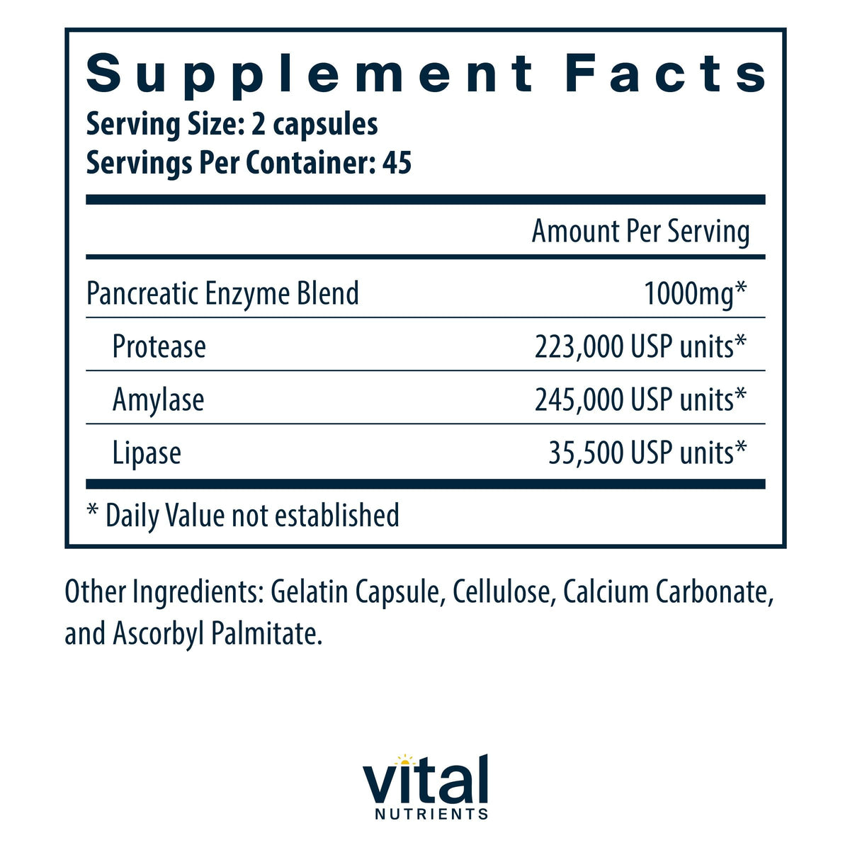 Buy supplements Vital Nutrients Pancreatic Enzymes 1000mg (Full Strength) - Pancreatin Digestion Supplement with Protease, Amylase & Lipase - Digestive Enzymes - Vitaza UK Supplements UK