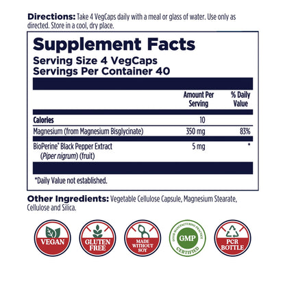 Buy supplements KAL Magnesium Glycinate Capsules, Fully Chelated Magnesium Bisglycinate, High Absorption Magnesium Supplement, Healthy Bones, Muscle, Vitaza UK Supplements UK