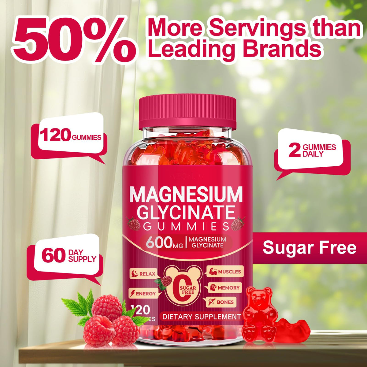 Buy supplements Magnesium Glycinate Gummies 600mg, Sugar Free Magnesium Gummies for Adults, Chewable Potassium Supplements for Body Support - Vitaza UK Supplements UK